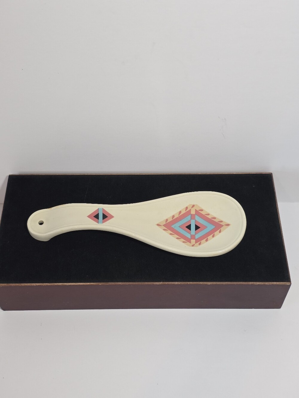 Sango Zuni Stoneware Spoon Rest Vintage Southwestern Geometric Pastel